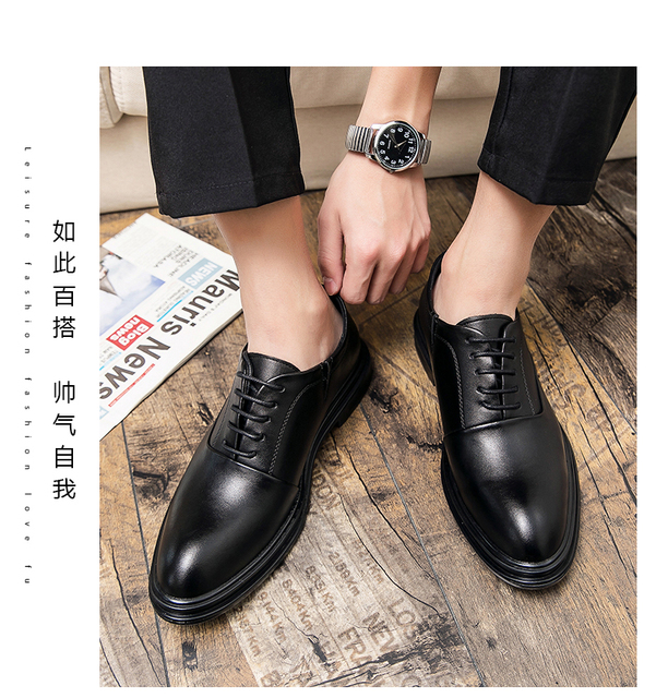 Męskie szpiczaste buty formalne na wiosnę i jesień, idealne do biura, jazdy samochodem i ceremonii - Wianko - 17