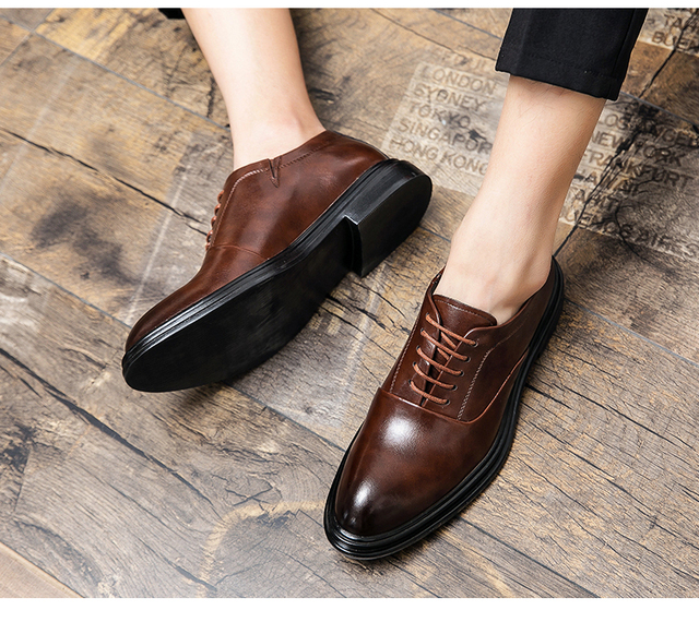 Męskie szpiczaste buty formalne na wiosnę i jesień, idealne do biura, jazdy samochodem i ceremonii - Wianko - 12