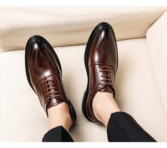Męskie szpiczaste buty formalne na wiosnę i jesień, idealne do biura, jazdy samochodem i ceremonii - Wianko - 10