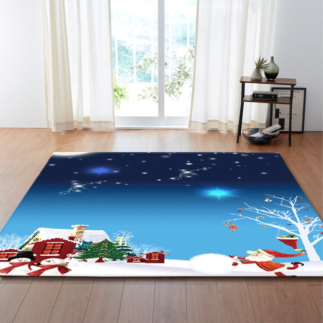 Wesołe świąteczne dywany 3D Snowflower do sypialni oraz salonu – miękka gąbka, zmywalne antypoślizgowej maty podłogowe dla dzieci - Wianko - 3