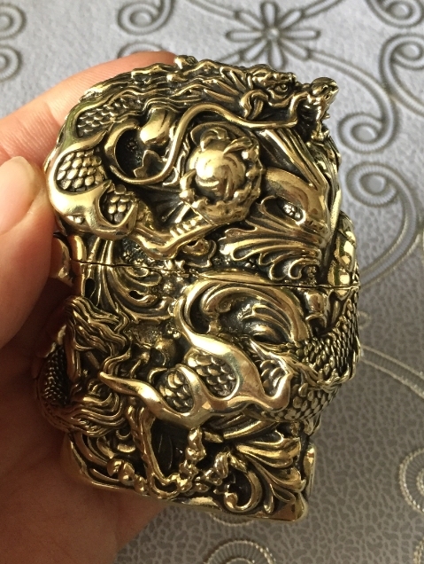 Ręcznie wykonany 3D złoty smok z mosiądzu - 150g, 6.4*4.4*1.9cm - Wianko - 3