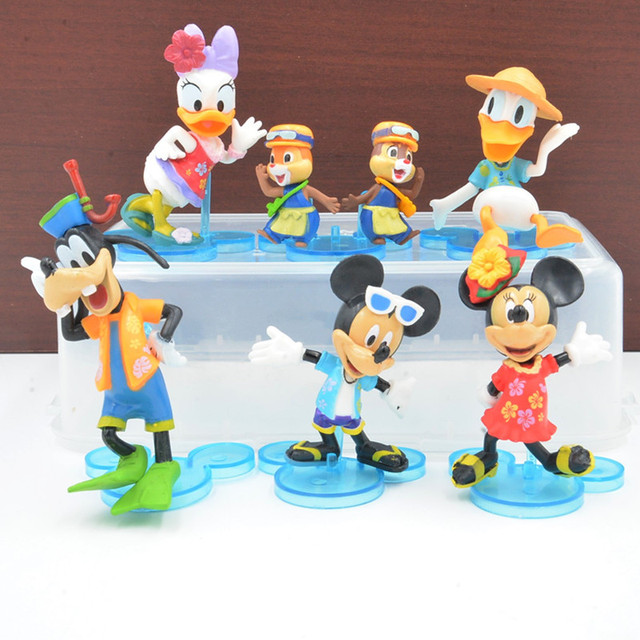 Figurki akcji Disney Anime 6 sztuk Mickey Mouse, Kaczor Donald, Goofy, Minnie Mouse - zabawki PVC dla dzieci i prezenty na Boże Narodzenie - Wianko - 1