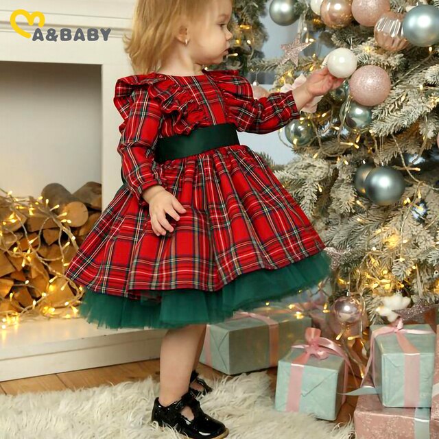 Sukienka świąteczna Ma & Baby 6M-6Y czerwona kratka z kokardą dla dziewczynek w wieku 6 miesięcy - 6 lat - Wianko - 2
