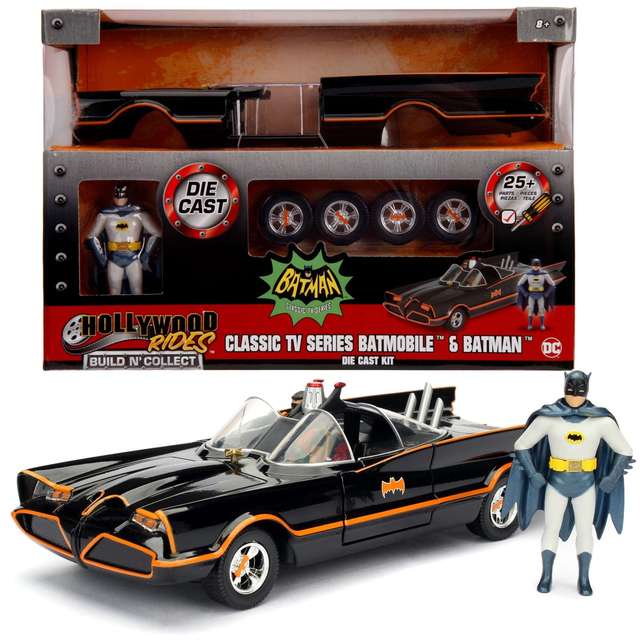 Batman B & C Classic Batmobile 1966 Model Diecast Car 1/24 skala + 25 sztuk DIY - Wianko - 1