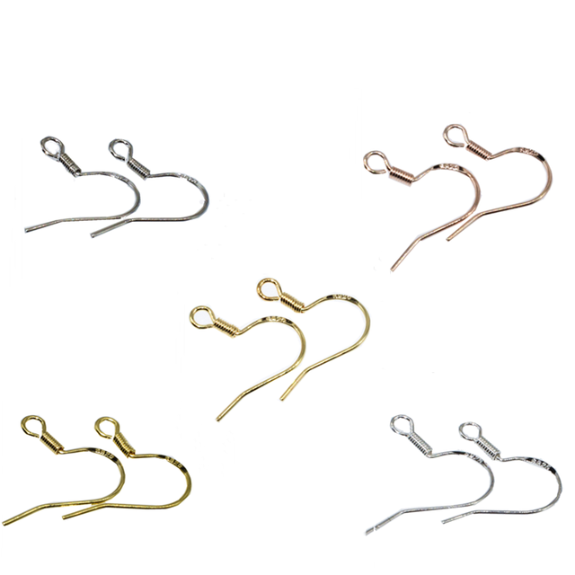 10 sztuk 925 srebrnych złotych i różowy KC złoty Rod kolczyki Earwire części biżuterii DIY - Wianko - 2