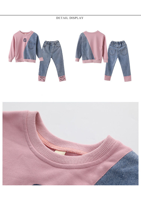 Zestaw dla dzieci: Bluza z kapturem dżinsy dres jesienne darmowa dostawa - Wianko - 24
