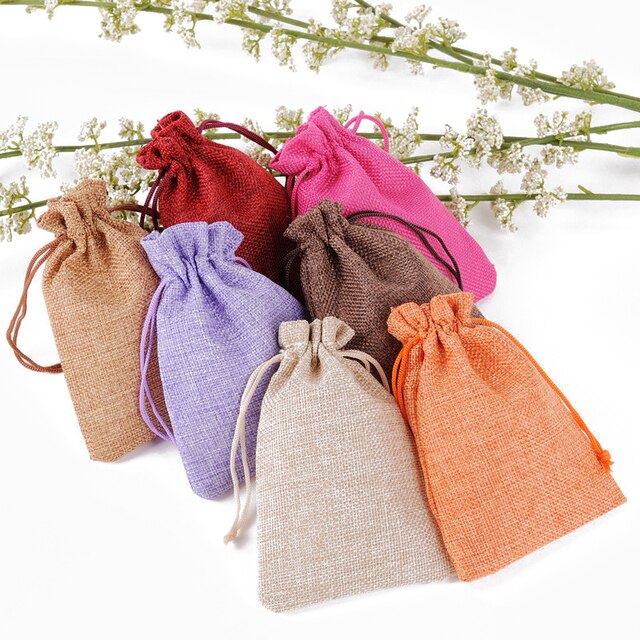 20 sztuk naturalnych sznurków jutowych w satynowej torbie - idealne do pakowania biżuterii, prezentów i słodyczy - Wianko - 4