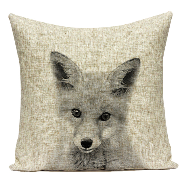 Poszewka na poduszkę ze szkicem zwierząt: pies, słoń, kaczka, lis, żyrafa, do dekoracji salonu - Wianko - 9
