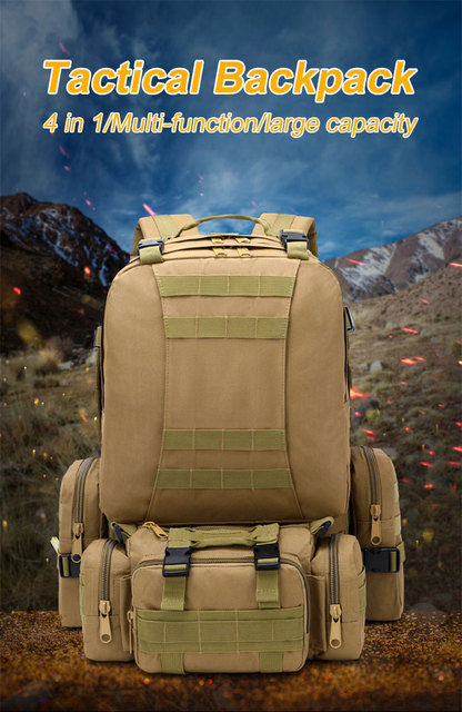 Plecak taktyczny męski 50L 4w1 wodoodporny - piesze wycieczki, wspinaczka, skałkowa, wojskowa - Wianko - 20