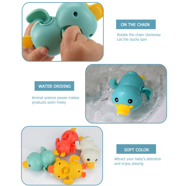Zabawki do kąpieli dla niemowląt kąpiel dla dzieci bawiące się w wodzie kaczka na łańcuchu mechaniczna mała żółta kaczka wanienka zabawki do pływania - Wianko - 20