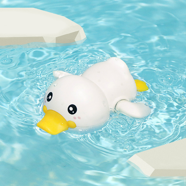 Zabawki do kąpieli dla niemowląt kąpiel dla dzieci bawiące się w wodzie kaczka na łańcuchu mechaniczna mała żółta kaczka wanienka zabawki do pływania - Wianko - 11