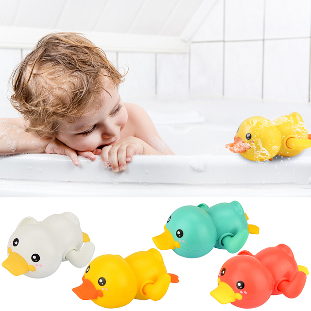 Zabawki do kąpieli dla niemowląt kąpiel dla dzieci bawiące się w wodzie kaczka na łańcuchu mechaniczna mała żółta kaczka wanienka zabawki do pływania - Wianko - 7