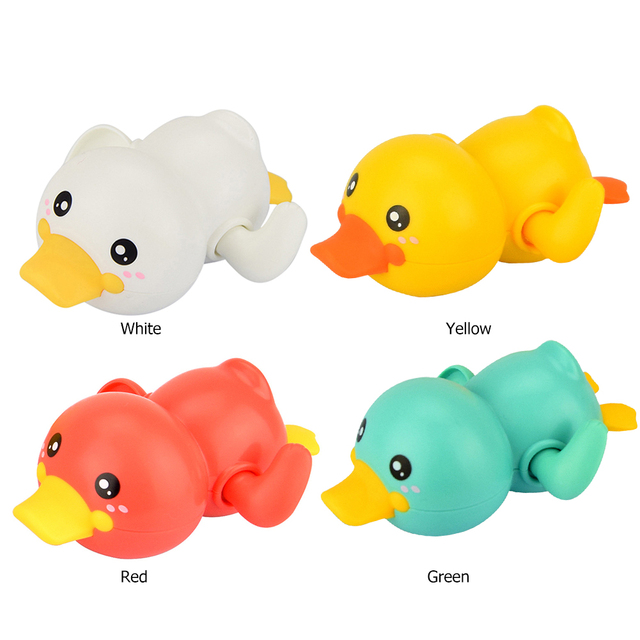 Zabawki do kąpieli dla niemowląt kąpiel dla dzieci bawiące się w wodzie kaczka na łańcuchu mechaniczna mała żółta kaczka wanienka zabawki do pływania - Wianko - 4