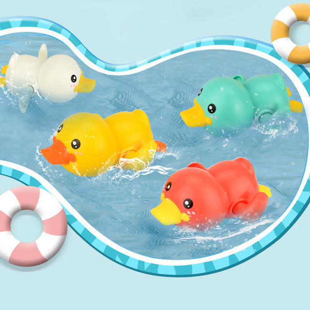 Zabawki do kąpieli dla niemowląt kąpiel dla dzieci bawiące się w wodzie kaczka na łańcuchu mechaniczna mała żółta kaczka wanienka zabawki do pływania - Wianko - 10