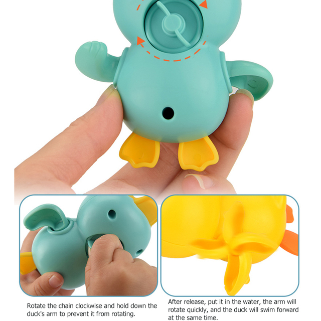 Zabawki do kąpieli dla niemowląt kąpiel dla dzieci bawiące się w wodzie kaczka na łańcuchu mechaniczna mała żółta kaczka wanienka zabawki do pływania - Wianko - 19