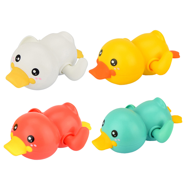 Zabawki do kąpieli dla niemowląt kąpiel dla dzieci bawiące się w wodzie kaczka na łańcuchu mechaniczna mała żółta kaczka wanienka zabawki do pływania - Wianko - 3