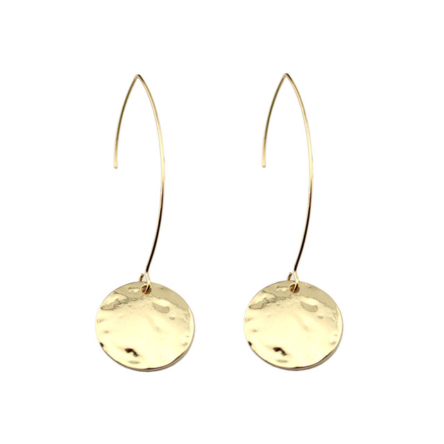 Złote minimalistyczne kolczyki wiszące Vintage 2019 - okrągłe, monogramowe, puste koła - Wianko - 54