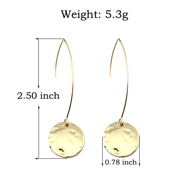 Złote minimalistyczne kolczyki wiszące Vintage 2019 - okrągłe, monogramowe, puste koła - Wianko - 75