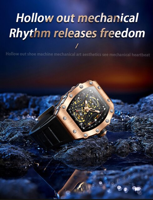 Zegarek kwadratowy ONOLA marki moda – luksusowy, wodoodporny z mechanizmem automatycznym dla mężczyzn - Wianko - 2
