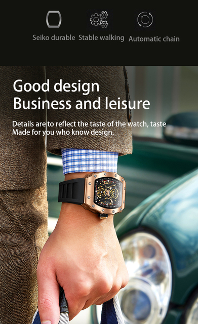 Zegarek kwadratowy ONOLA marki moda – luksusowy, wodoodporny z mechanizmem automatycznym dla mężczyzn - Wianko - 3