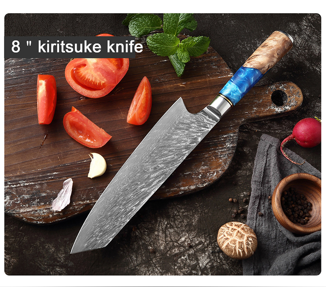 XITUO Nóż kuchenny damasceński 67 warstw, stal węglowa,  mięso, krojenie, Nakiri Kiritsuke Cleaver - Wianko - 4