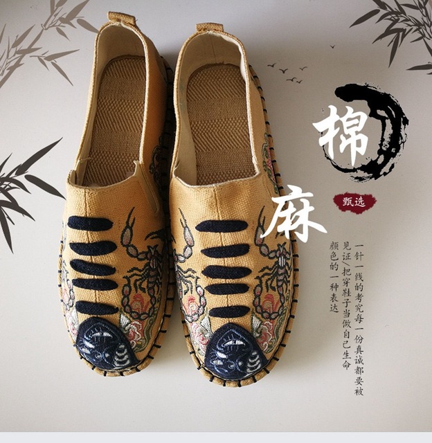 Mokasyny męskie do sztuk walki - skorpion haftowane, ręcznie wykonane, espadryle Retro Slip On Kungfu Tai Chi, płaskie, wygodne (Zapatillas Sapatos) - Wianko - 11