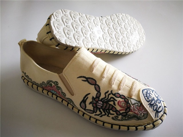 Mokasyny męskie do sztuk walki - skorpion haftowane, ręcznie wykonane, espadryle Retro Slip On Kungfu Tai Chi, płaskie, wygodne (Zapatillas Sapatos) - Wianko - 10