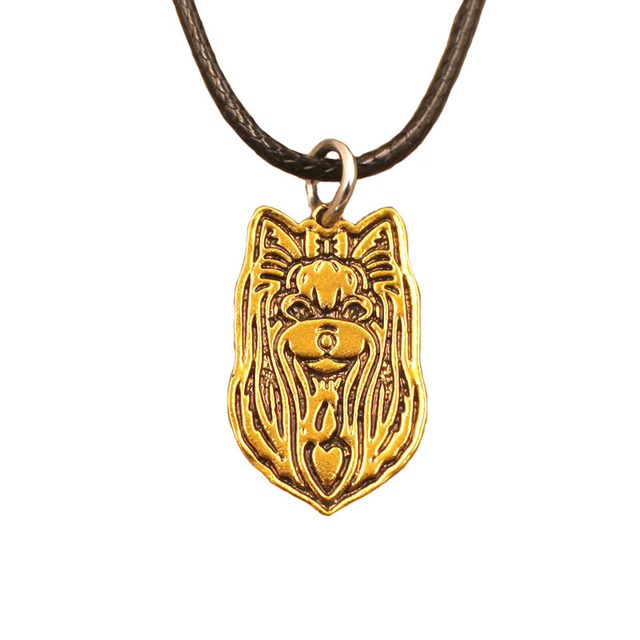 Antyczny naszyjnik z wisiorkiem Yorkshire Terrier - biżuteria Retro złoto/srebro - Wianko - 37