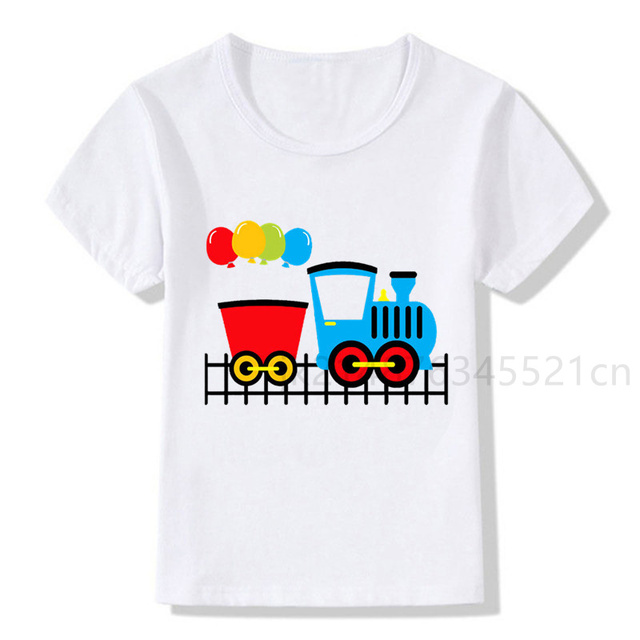Pociąg kreskówka towarowy koszulka biała dziecięca moda Streetwear Plus Size Train - Wianko - 10