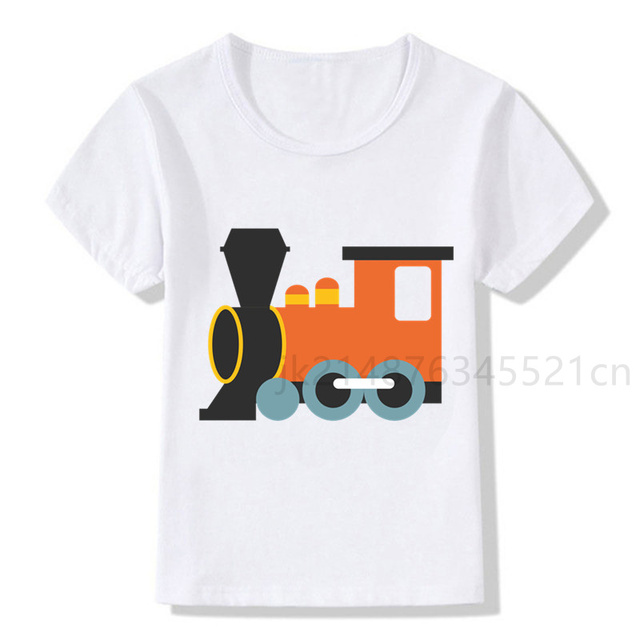 Pociąg kreskówka towarowy koszulka biała dziecięca moda Streetwear Plus Size Train - Wianko - 12