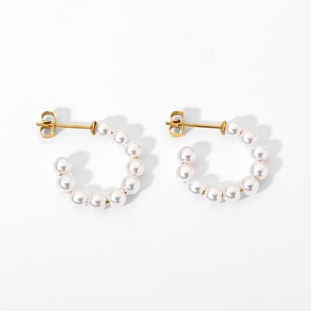 Kolczyki damskie francuskiego stylu o kształcie koła Mini perła ze stali nierdzewnej - Wianko - 9