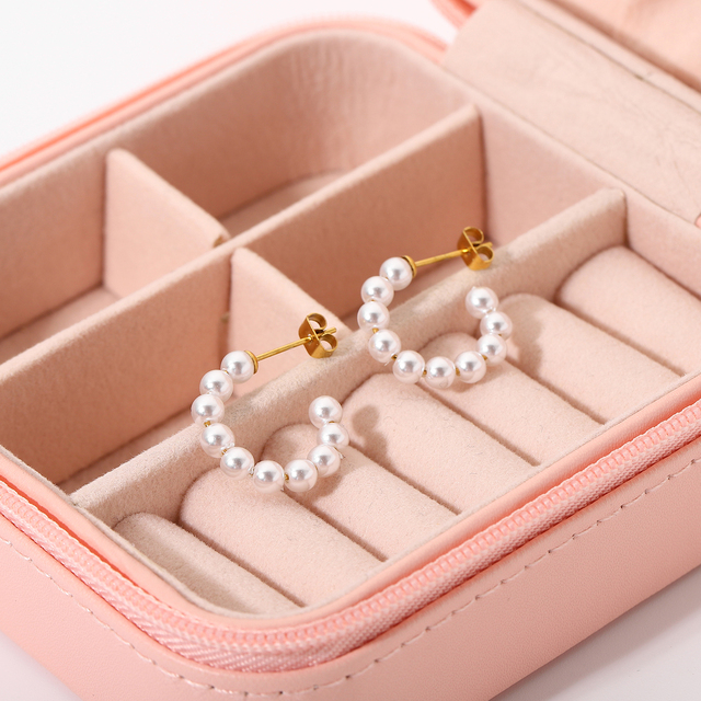 Kolczyki damskie francuskiego stylu o kształcie koła Mini perła ze stali nierdzewnej - Wianko - 2