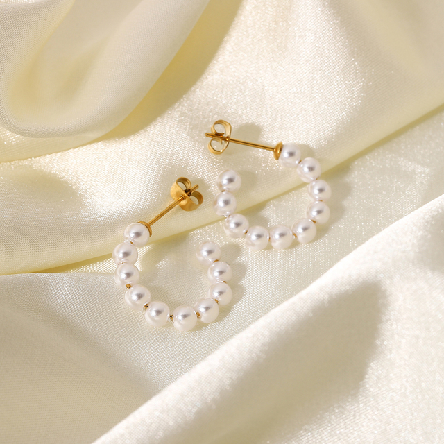 Kolczyki damskie francuskiego stylu o kształcie koła Mini perła ze stali nierdzewnej - Wianko - 6