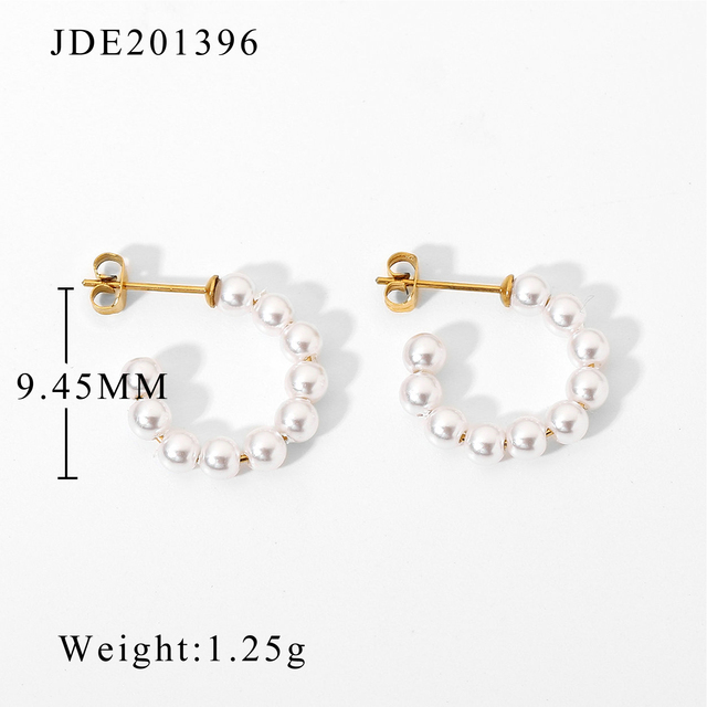 Kolczyki damskie francuskiego stylu o kształcie koła Mini perła ze stali nierdzewnej - Wianko - 10