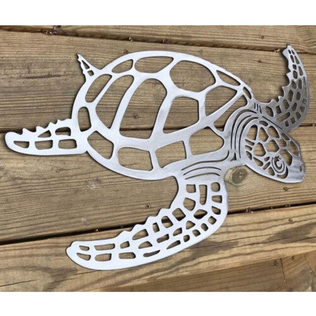 Metalowy Ornament z żółwiem morskim - Motyw plażowy, Dekoracje ścienne do salonu - Wianko - 3
