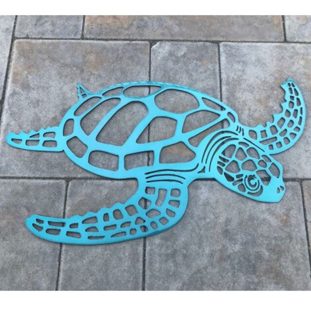 Metalowy Ornament z żółwiem morskim - Motyw plażowy, Dekoracje ścienne do salonu - Wianko - 4