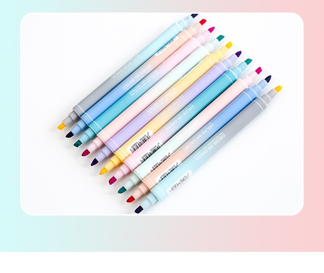 Fluorescencyjne zakreślacze dwustronnie piszące - zestaw 5 sztuk, różne kolory, idealne do rysowania w biurze oraz szkole (F723) - Wianko - 3
