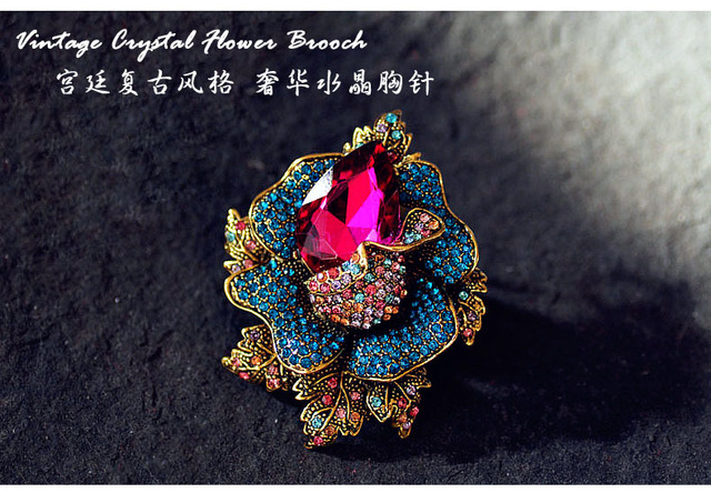 Morkopela - duże kryształowe broszki barokowego kwiatu - luksusowa ozdoba dla kobiet - Wianko - 2