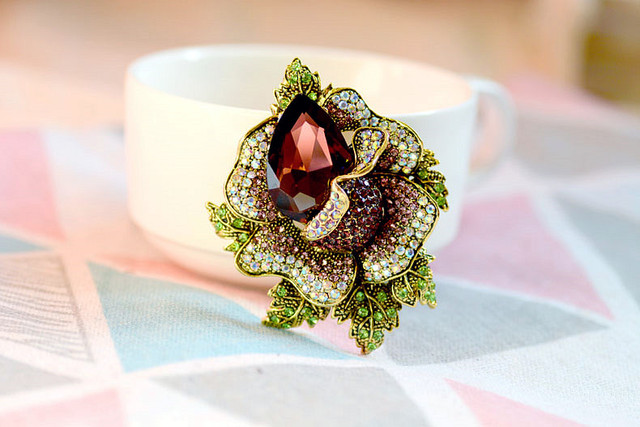 Morkopela - duże kryształowe broszki barokowego kwiatu - luksusowa ozdoba dla kobiet - Wianko - 9
