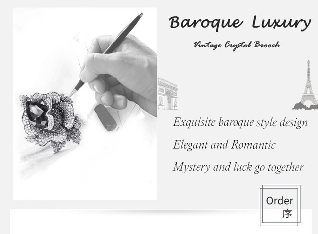 Morkopela - duże kryształowe broszki barokowego kwiatu - luksusowa ozdoba dla kobiet - Wianko - 1