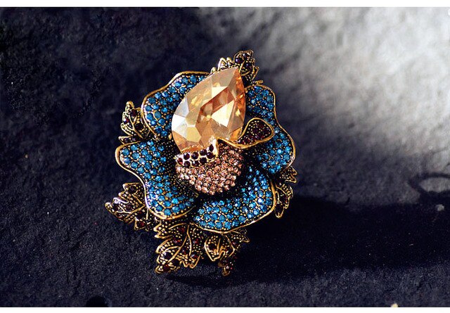 Morkopela - duże kryształowe broszki barokowego kwiatu - luksusowa ozdoba dla kobiet - Wianko - 4