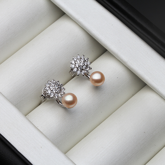 Kolczyki damske z białymi i różowymi słodkowodnymi kamieniami - 925 srebro Fine Jewelry - Wianko - 2