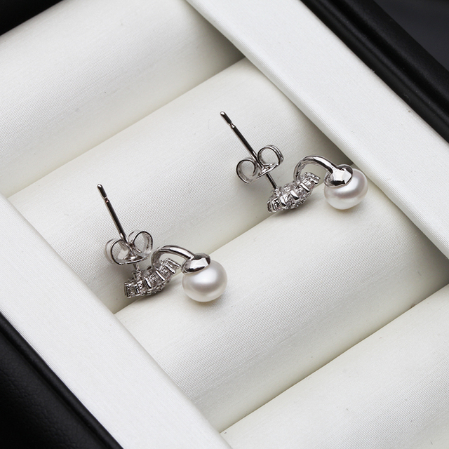 Kolczyki damske z białymi i różowymi słodkowodnymi kamieniami - 925 srebro Fine Jewelry - Wianko - 5