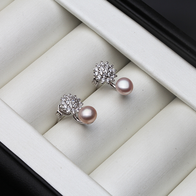 Kolczyki damske z białymi i różowymi słodkowodnymi kamieniami - 925 srebro Fine Jewelry - Wianko - 3