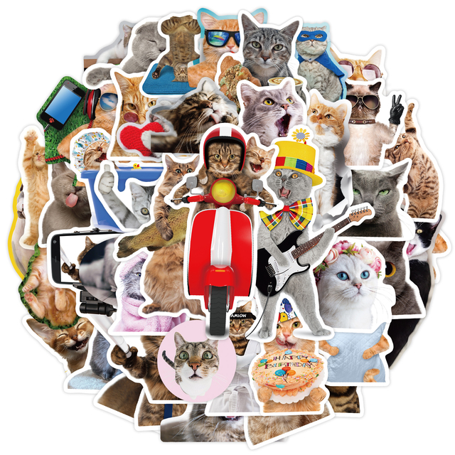 Mieszane rozmiary kotów naklejki YAMIOW - 65 sztuk, zwierzęce, anime, zabawki, dla dzieci, na laptopa, deskorolkę, gitarę, rower, walizkę - Wianko - 4