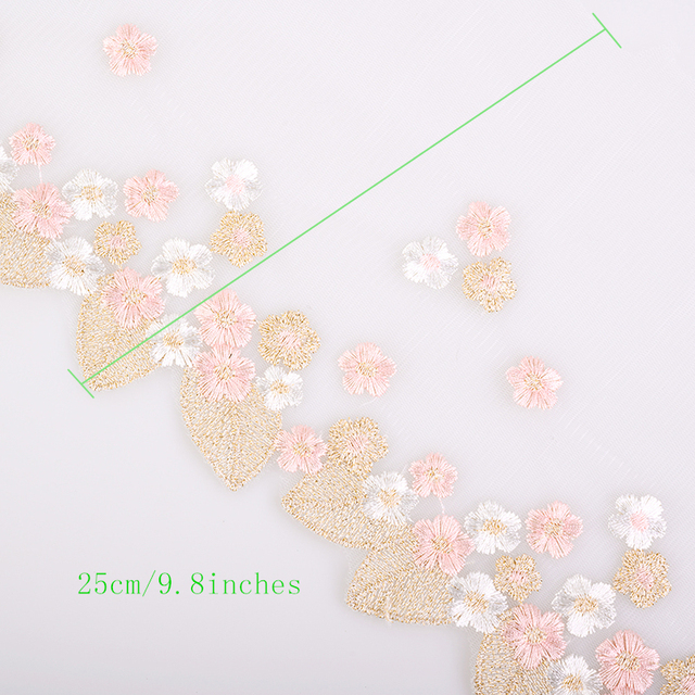 Koronkowa wstążka wykończeniowa Cusack 1m 25cm - haftowany kwiat różowy sukienki, kostiumy, ozdoby, DIY - Wianko - 2