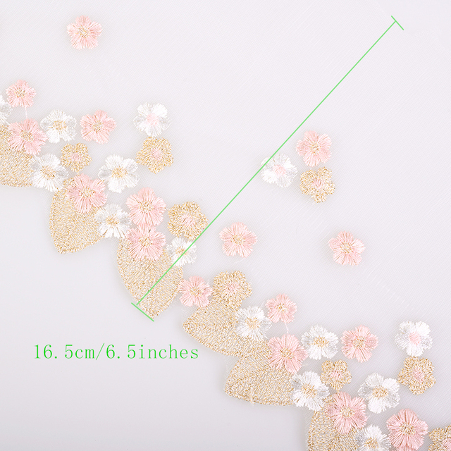 Koronkowa wstążka wykończeniowa Cusack 1m 25cm - haftowany kwiat różowy sukienki, kostiumy, ozdoby, DIY - Wianko - 4
