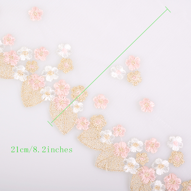 Koronkowa wstążka wykończeniowa Cusack 1m 25cm - haftowany kwiat różowy sukienki, kostiumy, ozdoby, DIY - Wianko - 3
