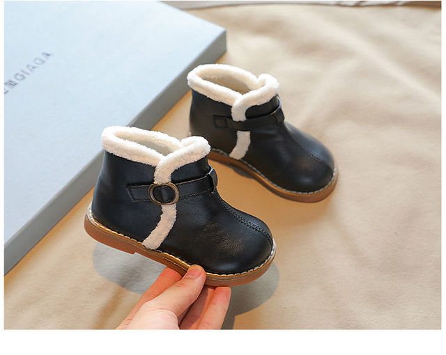 Dziewczęce skórzane buty krótkie jesienne i zimowe oraz aksamitne bawełniane buty dziecięce - Wianko - 8