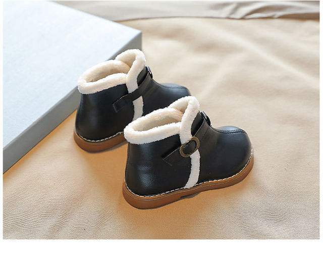 Dziewczęce skórzane buty krótkie jesienne i zimowe oraz aksamitne bawełniane buty dziecięce - Wianko - 10